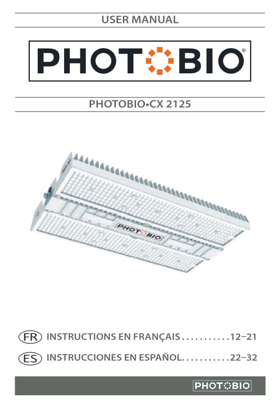 PHOTOBIO CX - Instructions